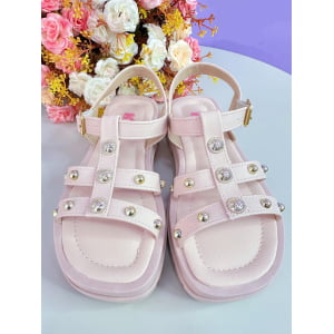 Sandália Infantil de Tiras Papete Charmozinha Rose Luxo