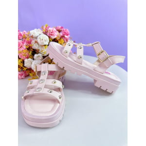 Sandália Infantil de Tiras Papete Charmozinha Rose Luxo