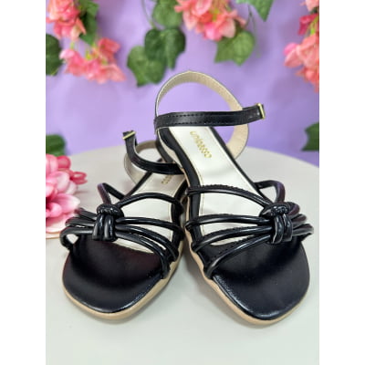Sandália Infantil de Tiras Preto Luxo