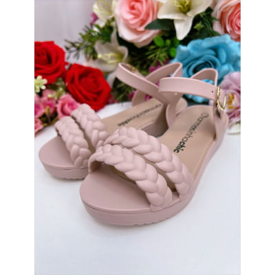 Sandália Infantil Flat Trançada Blush Luxo