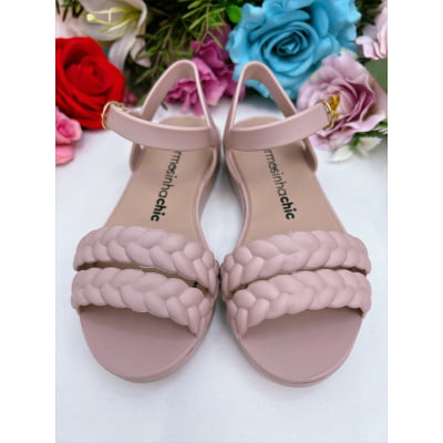 Sandália Infantil Flat Trançada Blush Luxo