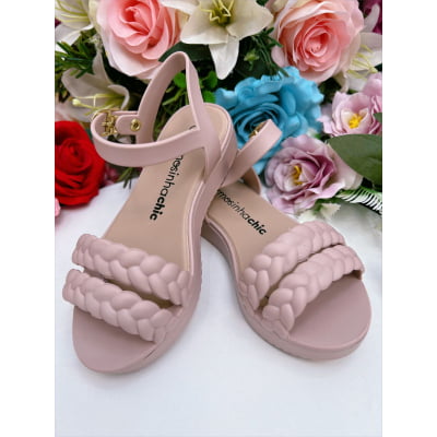 Sandália Infantil Flat Trançada Blush Luxo