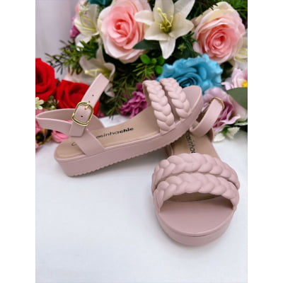 Sandália Infantil Flat Trançada Blush Luxo