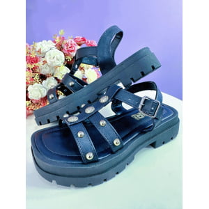 Sandália Infantil Papete de Tiras Charmozinha Preto Luxo