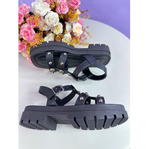 Sandália Infantil Papete de Tiras Charmozinha Preto Luxo