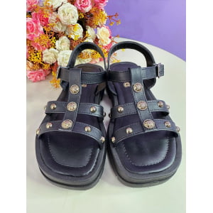 Sandália Infantil Papete de Tiras Charmozinha Preto Luxo