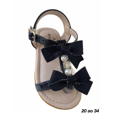 Sandália Preto Verniz Pérola e Strass