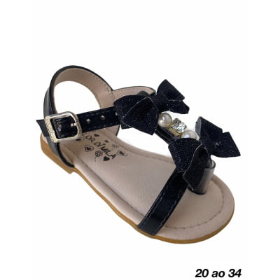 Sandália Preto Verniz Pérola e Strass