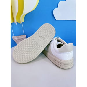 Sapatênis Branco e Bege Com Cadarço Elástico Ajustavel