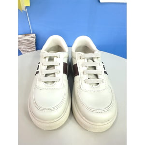 Sapatênis Off White e Marrom Com Cadarço Elástico Ajustavel