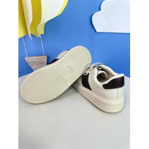 Sapatênis Off White e Marrom Com Cadarço Elástico Ajustavel