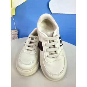 Sapatênis Off White e Marrom Com Cadarço Elástico Ajustavel