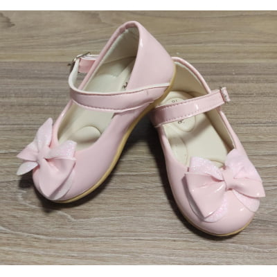 Sapatinho Infantil Rosa Verniz C/ Aplique de Lacinho Glitter Sapatinho Infantil Rosa Verniz C/ Aplique de Lacinho Glitter