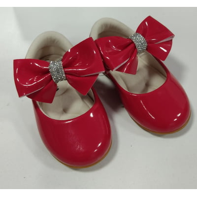 Sapatinho Vermelho Veniz Com Lacinho e Strass Batizado