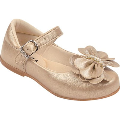 Sapatinho Dourado Flor Strass