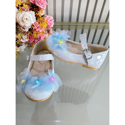 Sapatinho Infantil Azul Claro Verniz Jardim Encantado Luxo