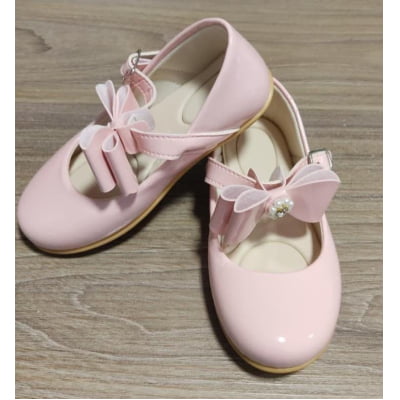 Sapatinho Infantil Rosa Verniz com Lacinho e Strass Luxo