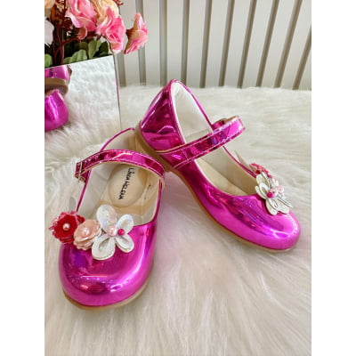 Sapatinho Pink Metalizado Jardim Encantado Luxo