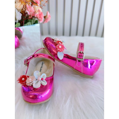 Sapatinho Pink Metalizado Jardim Encantado Luxo