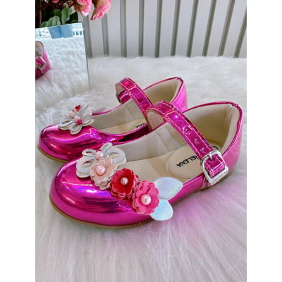 Sapatinho Pink Metalizado Jardim Encantado Luxo