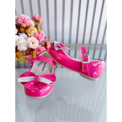 Sapatinho Pink Verniz Luxo Com Aplique de Lacinho