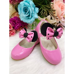 Sapatinho Rosa Chiclete Com Lacinho da Minnie Super Luxo
