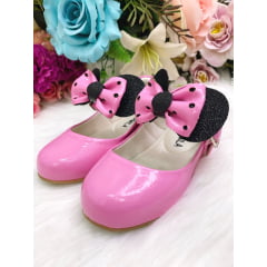 Sapatinho Rosa Chiclete Com Lacinho da Minnie Super Luxo