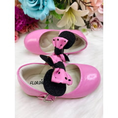 Sapatinho Rosa Chiclete Com Lacinho da Minnie Super Luxo