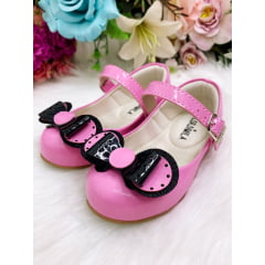 Sapatinho Rosa Chiclete Com Lacinho Minnie Super Luxo