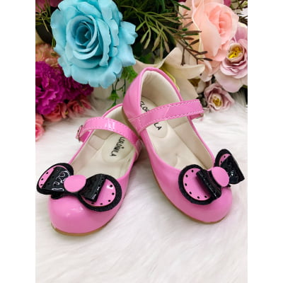 Sapatinho Rosa Chiclete Com Lacinho Minnie Super Luxo