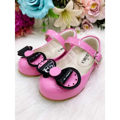 Sapatinho Rosa Chiclete Com Lacinho Minnie Super Luxo