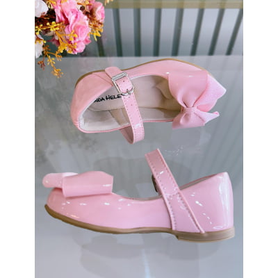 Sapatinho Rosa Verniz Com Aplique de Lacinho Luxo