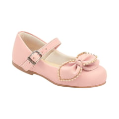Sapatinho Rosa Fosco Strass e Laço