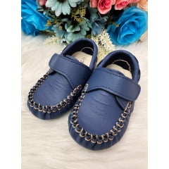 Sapatinho Mocassim Azul Marinho Com Velcro Príncipes