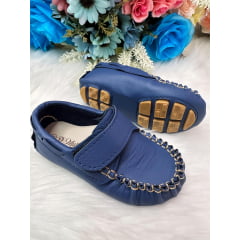 Sapatinho Mocassim Azul Marinho Com Velcro Príncipes