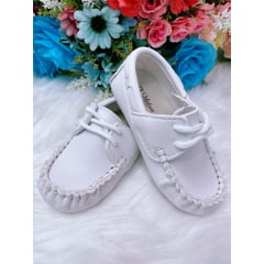 Sapatinho Mocassim Branco Com Cadarço Príncipes