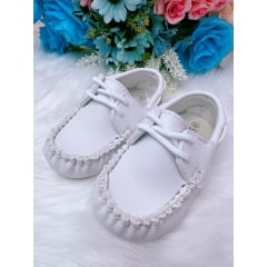 Sapatinho Mocassim Branco Com Cadarço Príncipes
