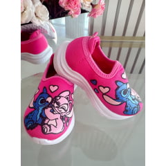 Tênis Calce Fácil Meninas Temático Lilo Stitch e Angel Pink