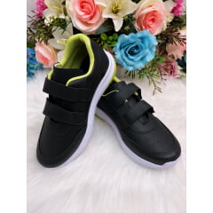 Tênis Infantil Preto e Lima C/ Velcro Meninas