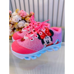 Tênis Meninas Temático Minnie Rosa Com Leds