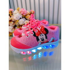 Tênis Meninas Temático Minnie Rosa Com Leds