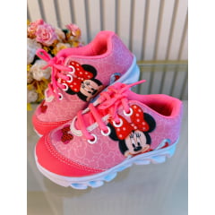 Tênis Meninas Temático Minnie Rosa Com Leds