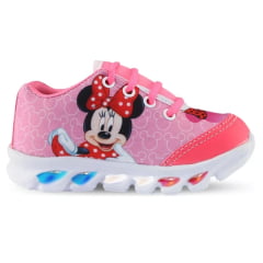 Tênis Meninas Temático Minnie Rosa Com Leds