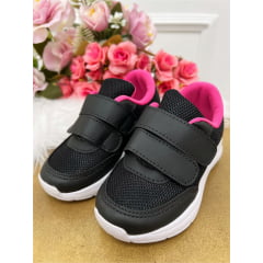Tênis Preto Com Pink e Velcro Meninas