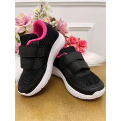 Tênis Preto Com Pink e Velcro Meninas