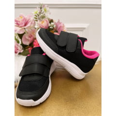 Tênis Preto Com Pink e Velcro Meninas