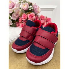 Tênis Azul Marinho Com Velcro Vermelho Meninos