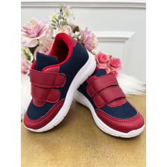 Tênis Azul Marinho Com Velcro Vermelho Meninos