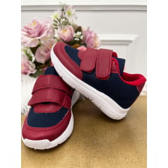 Tênis Azul Marinho Com Velcro Vermelho Meninos