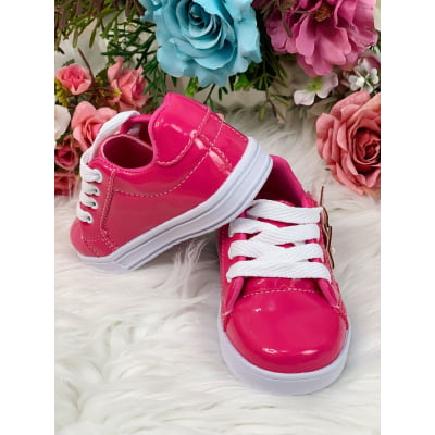 Tênis de Cadarço Pink C/ Aplique Borboletas Meninas